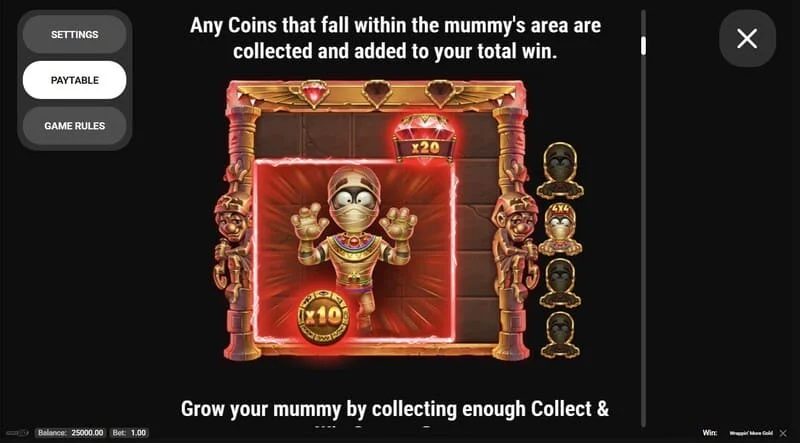 Wrappin' More Gold - прозорец со правила и информации за играта