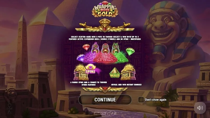 Wrappin' More Gold - главно мени со мумија и пирамиди